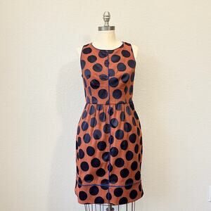 MAEVE ANTHROPOLOGIE Rokin Mini Dress Women Sz 8 Rust Polka Dots Crossback Sheath